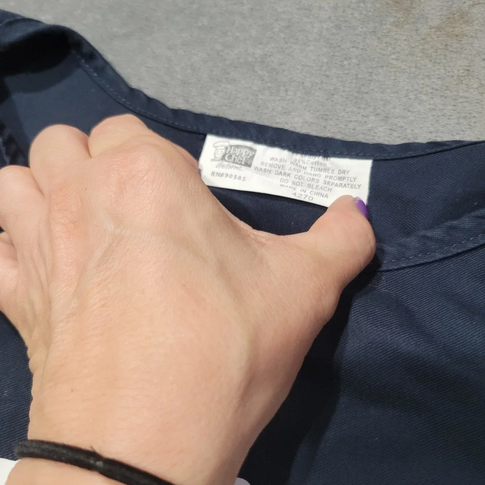 Happy Chef Apron OS Navy Feed My‎ Sheep Graphic Cobbler Tabard Side Tie Pockets